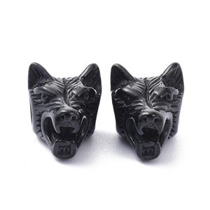 1–5pcs Stainless Steel Wolf Head Beads | 18K Gold Silver Black 304 Steel Beads 14x11mm Animal Beads Men’s Bracelets Viking Paracord Jewelry Black