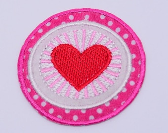 Red Heart Embroidery Patch | Iron-On or Sew-On Applique for DIY Clothing & Costumes | Ships from USA