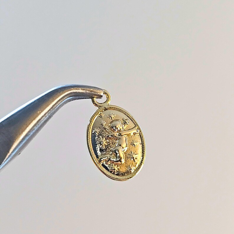 17mm Gold Angel Charm Pendant 18K Gold Plated Brass Earrings Charms DIY Bracelet Jewelry Findings Jewelry Making image 3