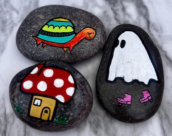 Hand-Painted Character Rocks, Acrylic Painted Rocks, Home decor, Garden decor, Desk decor