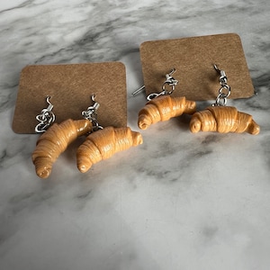Croissant Earrings, 3D Croissants, Clay Croissant Earrings Stainless Steel, Nickel Free, Polymer Clay Earrings, Jewelry