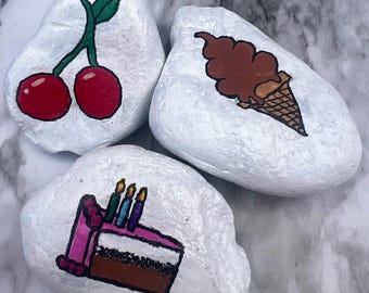 Hand-Painted Food Rocks, Acrylic Painted Rocks, Home decor, Garden decor, Desk decor
