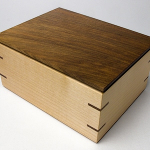Sycamore wooden box with walnut lid - Japanese | Modernist | Contemporary design - wedding, birthday, housewarming gift, perfect for jewelry