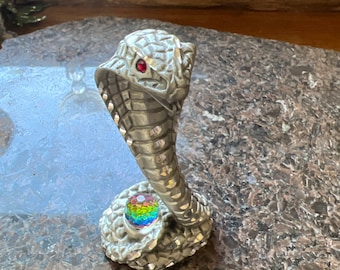 1989 Masteworks Fine Pewter Snake Cobra 2.5T x 1.3”W x 1”D Red Eyes