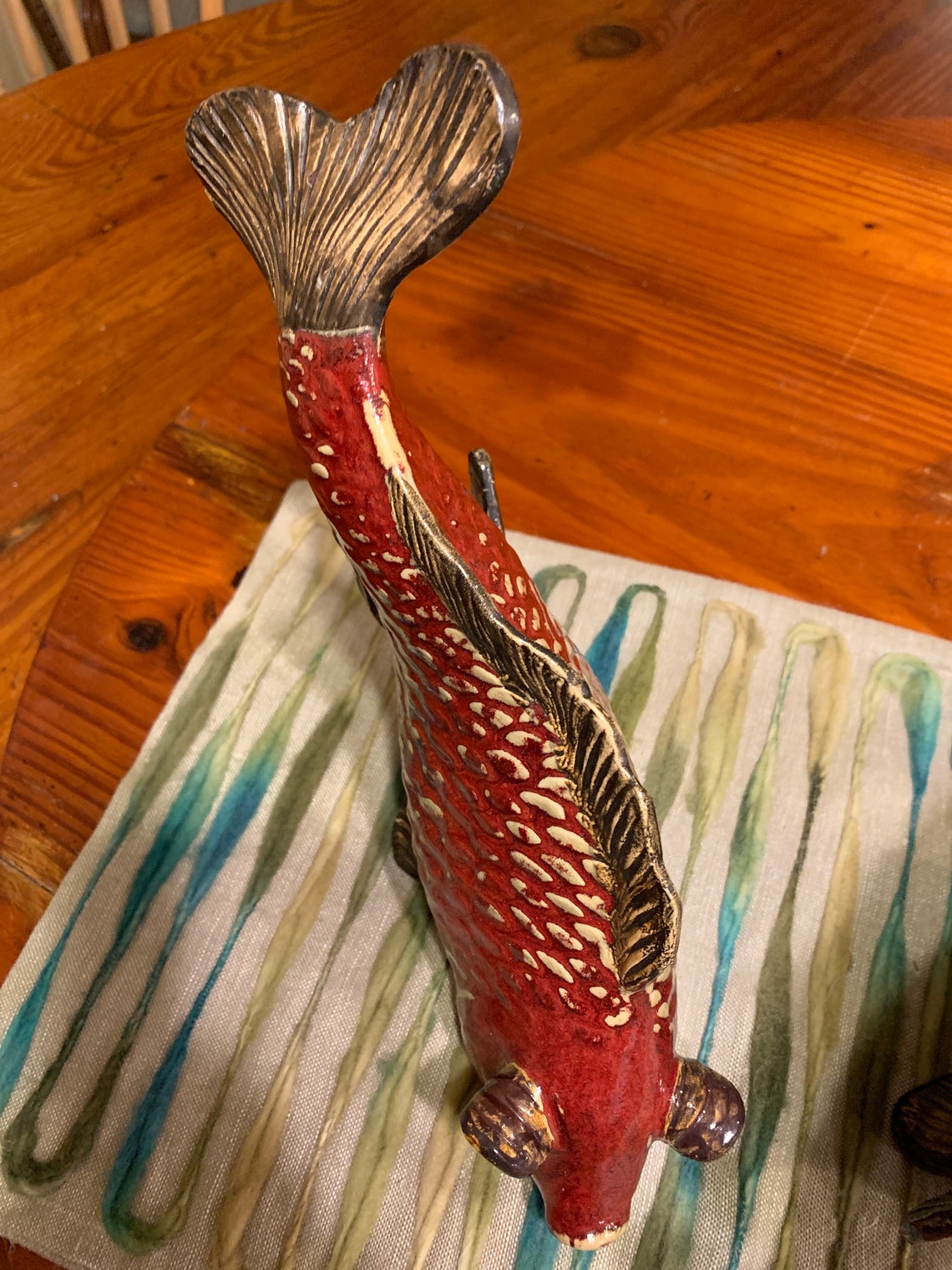 Set of Two Koi Fish Swimming Upstream Etsy