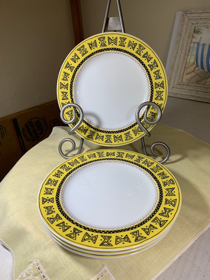 Set of Four Studio Nova Sketchbook Accent Salad Plate YA089 7-12\u201d Japan
