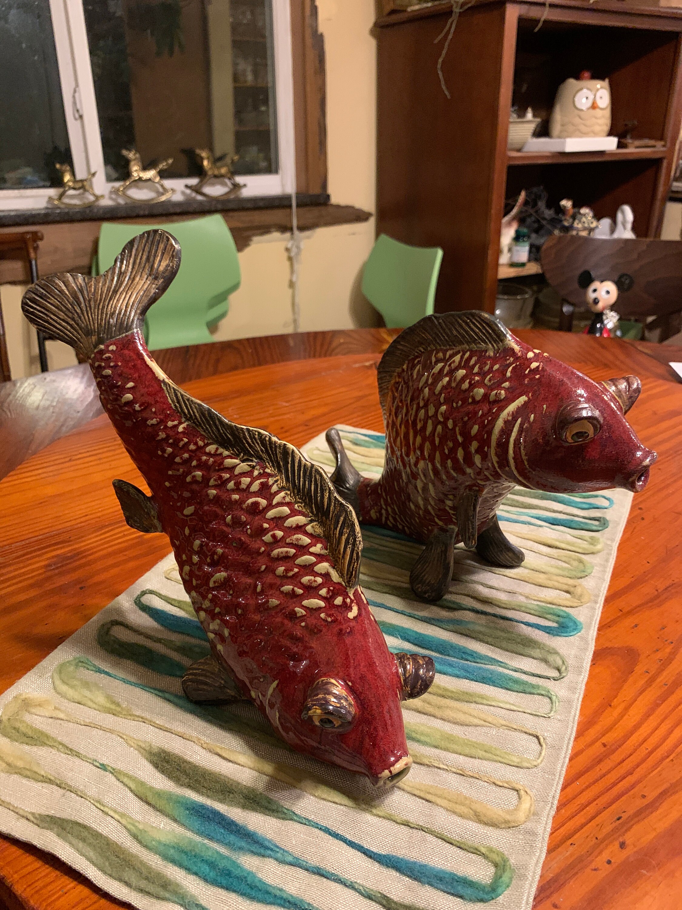 Set of Two Koi Fish Swimming Upstream Etsy