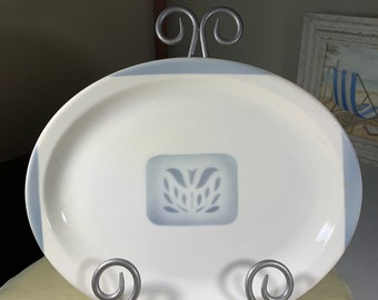 Syracuse Restaurant Ware Cadet Pattern Grey Airbrushed Platter USA 1960s 11-1/4”L x 9”W x 1-1/4”H