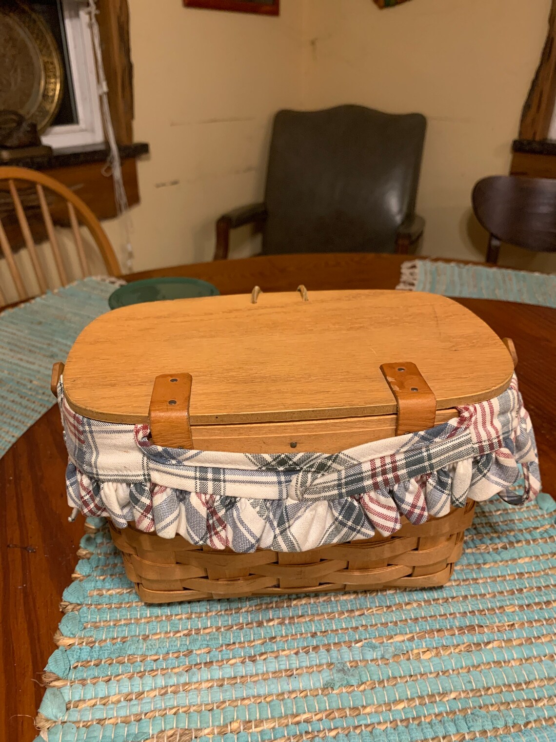 Vintage Rectangular Longaberger Basket Lidded with Liner Etsy