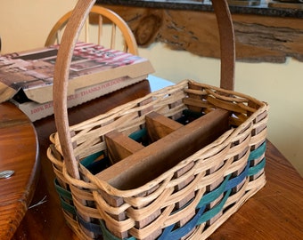 Woven Wood Amish Style Basket Kitchen Organizer 11”L x 7”W x 6”H thru Rim