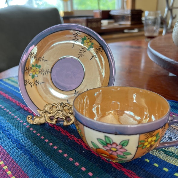 Lusterware Cup and Saucer Set 1940s Japan
