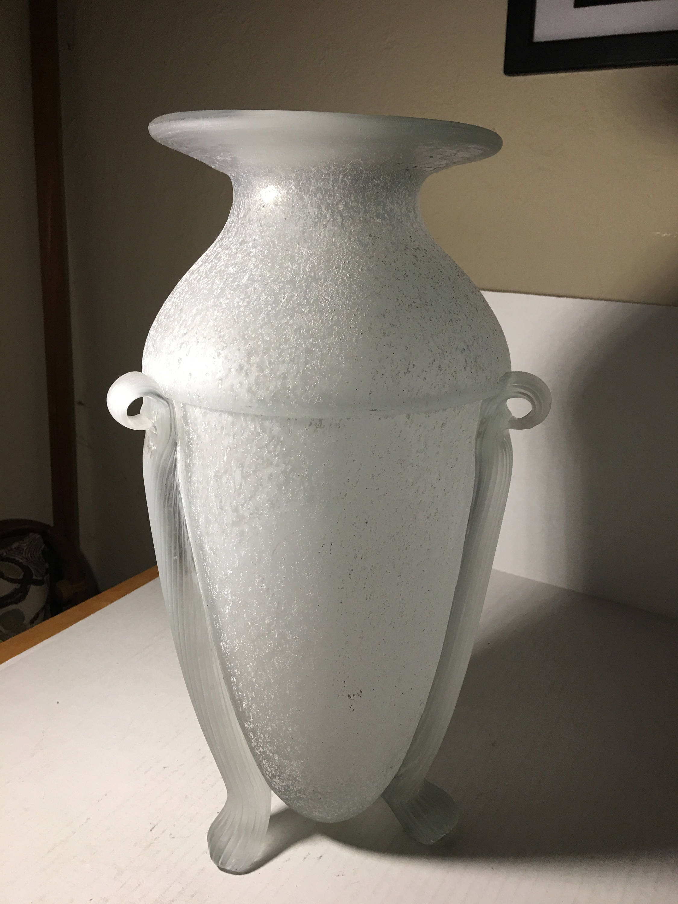 Large Silvestri Mouth Blown Glass Amphora Style Vase Etsy