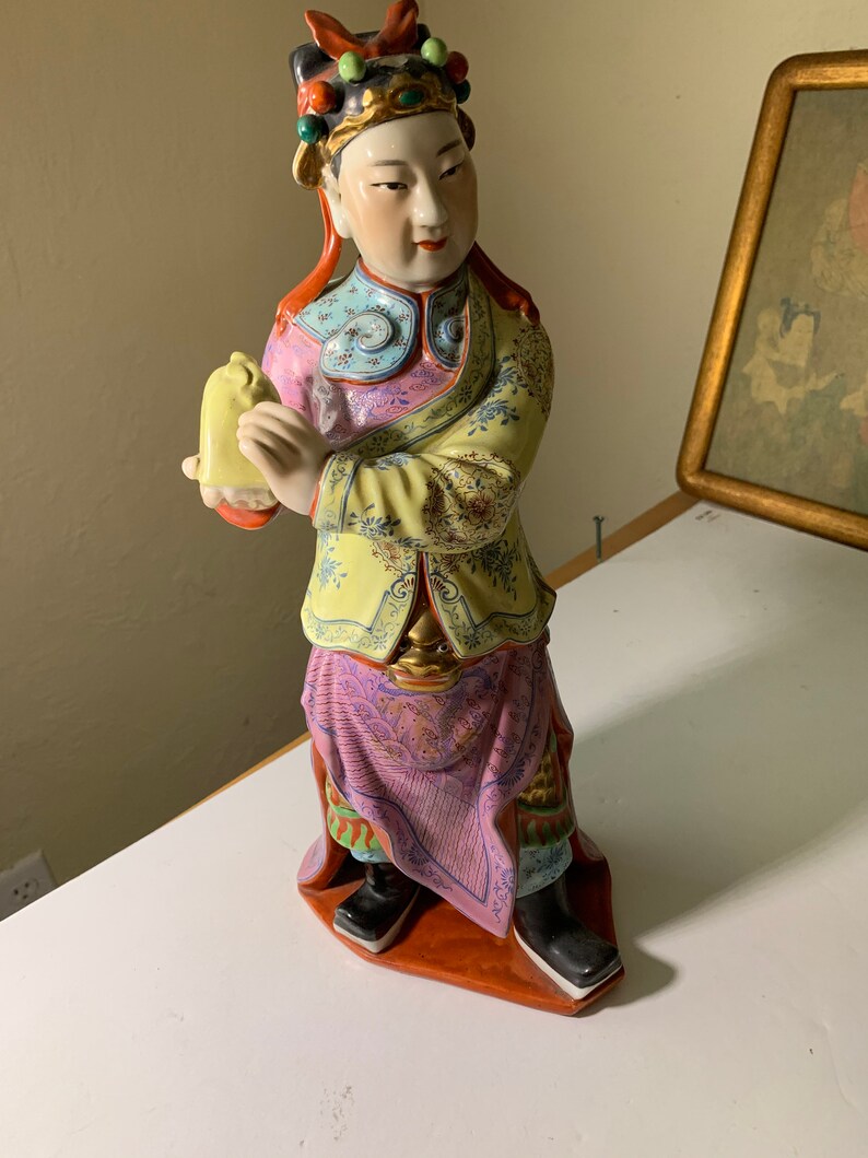 Vintage Porcelain Japanese Satsuma Kizan \u742a\u5c71 The Lucky God DAIKOKU Figurine