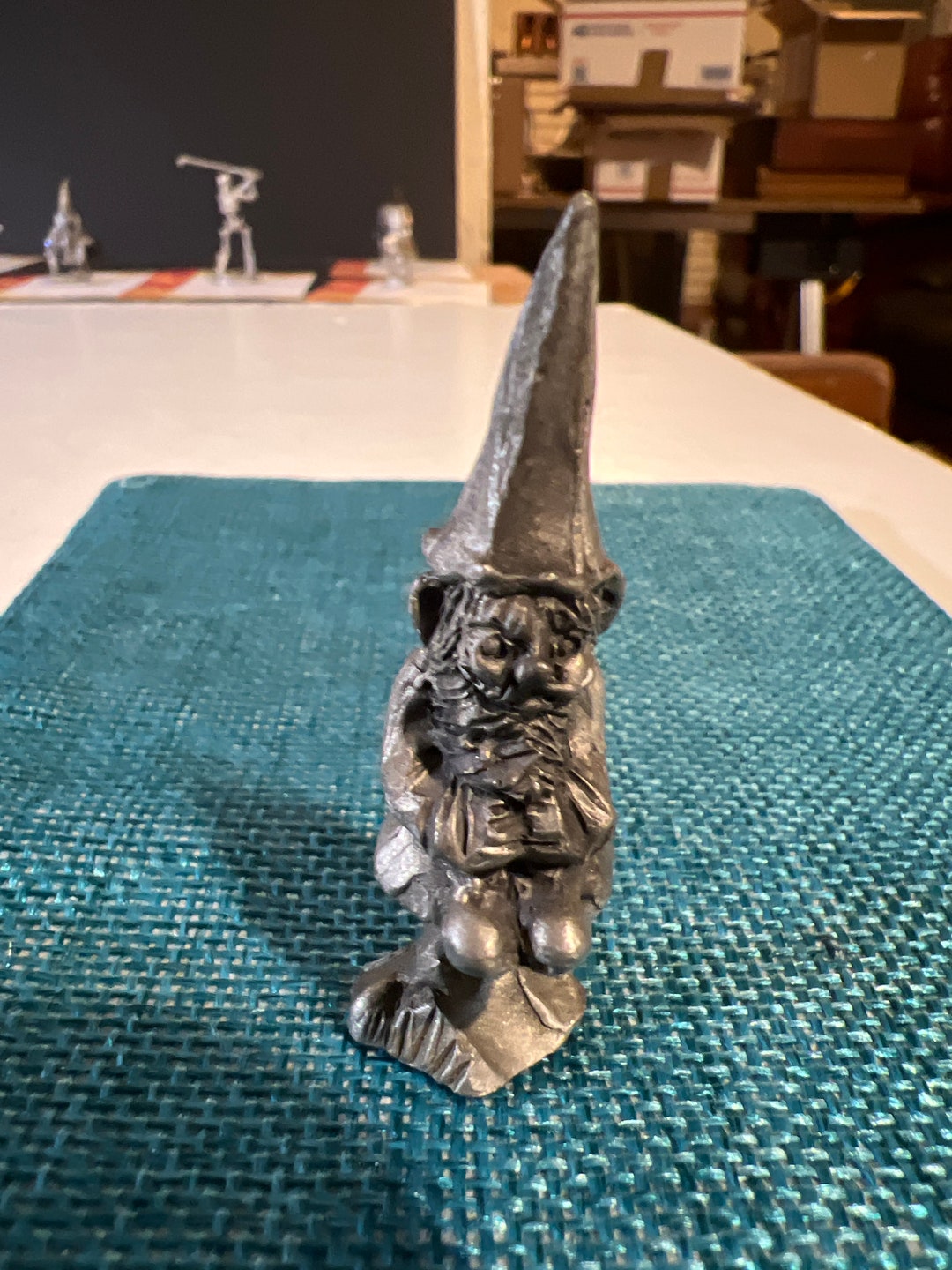 Miniature Elf Gnome Sitting on Toadstool Pewter Figurine Etsy
