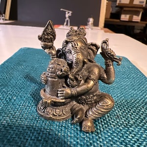 Lord Ganesha Fine Pewter Figurine Two 2-1/8”T x 1-7/8”W x 1-1/2”D