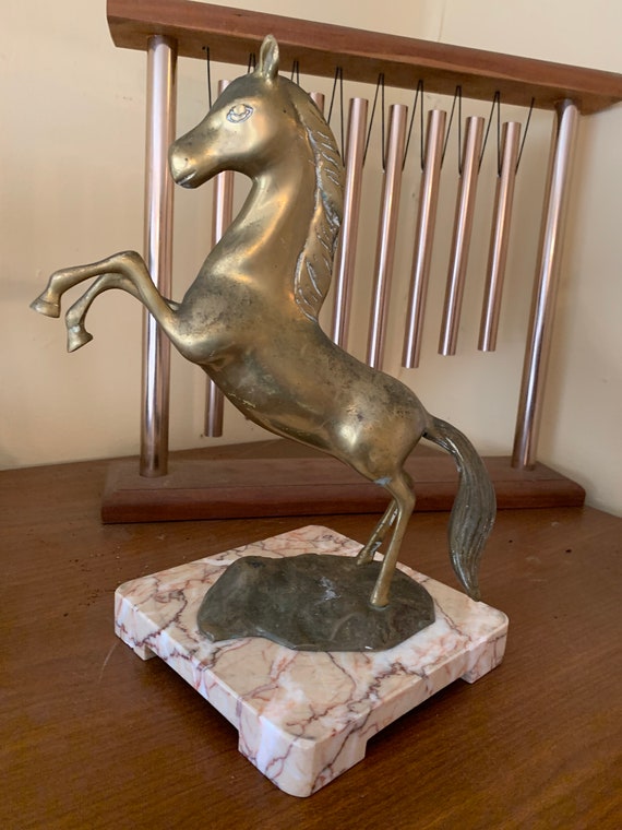 Art Deco Rearing Stallion in Brass With Bolted Metal Base 8-1/2 