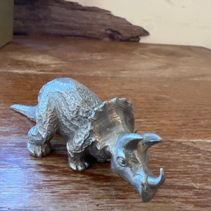 Triceratops Miniature Pewter Figurine 3-3/4”L x 1-3/8”W x 1-1/8”T by P. Davis #5