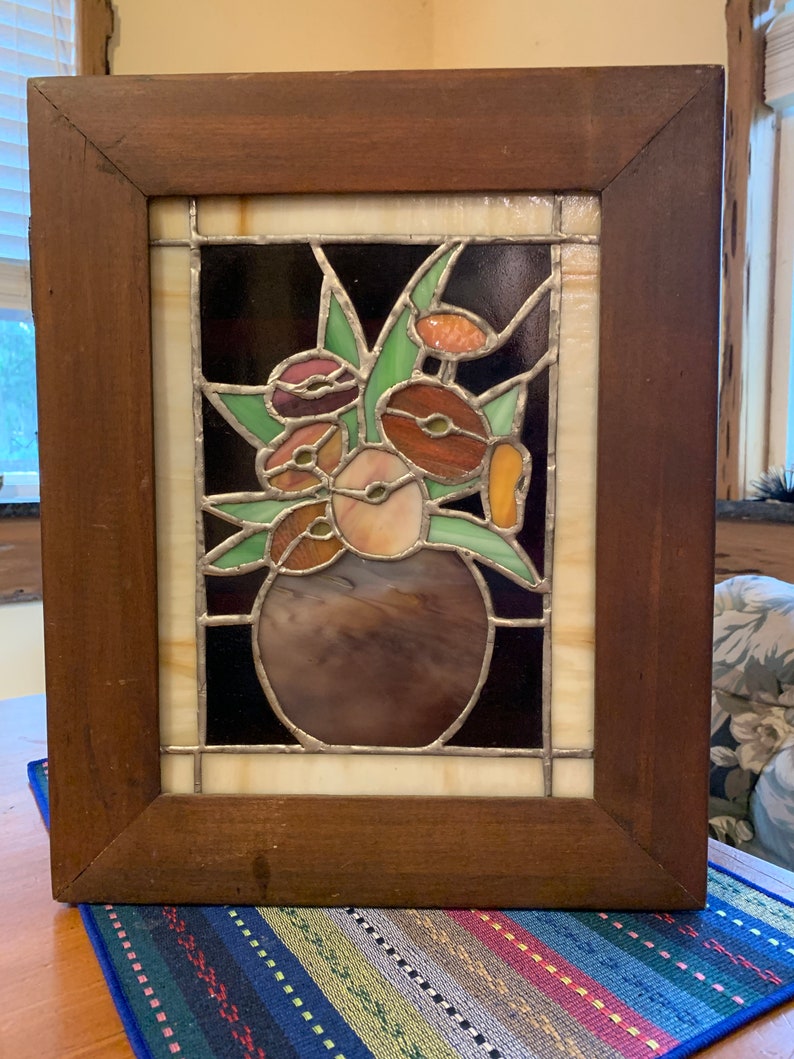 Vintage Tiffany Style Wall Medicine Cabinet With Stain Glass Etsy