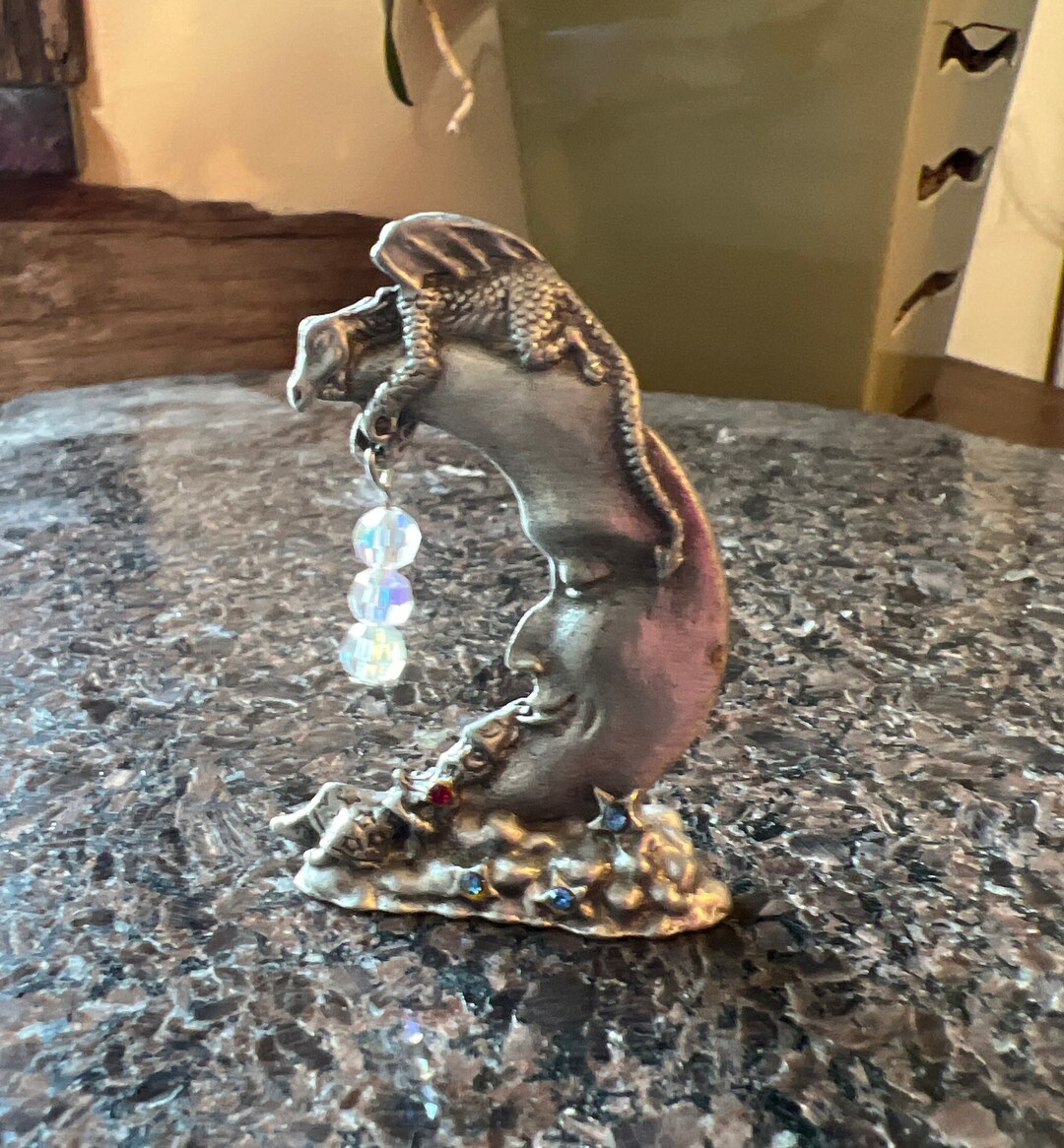 Gallo Pewter Dragon and Wizard Sleeping on the Moon 21/8T X 11/2L X 1/2D Etsy