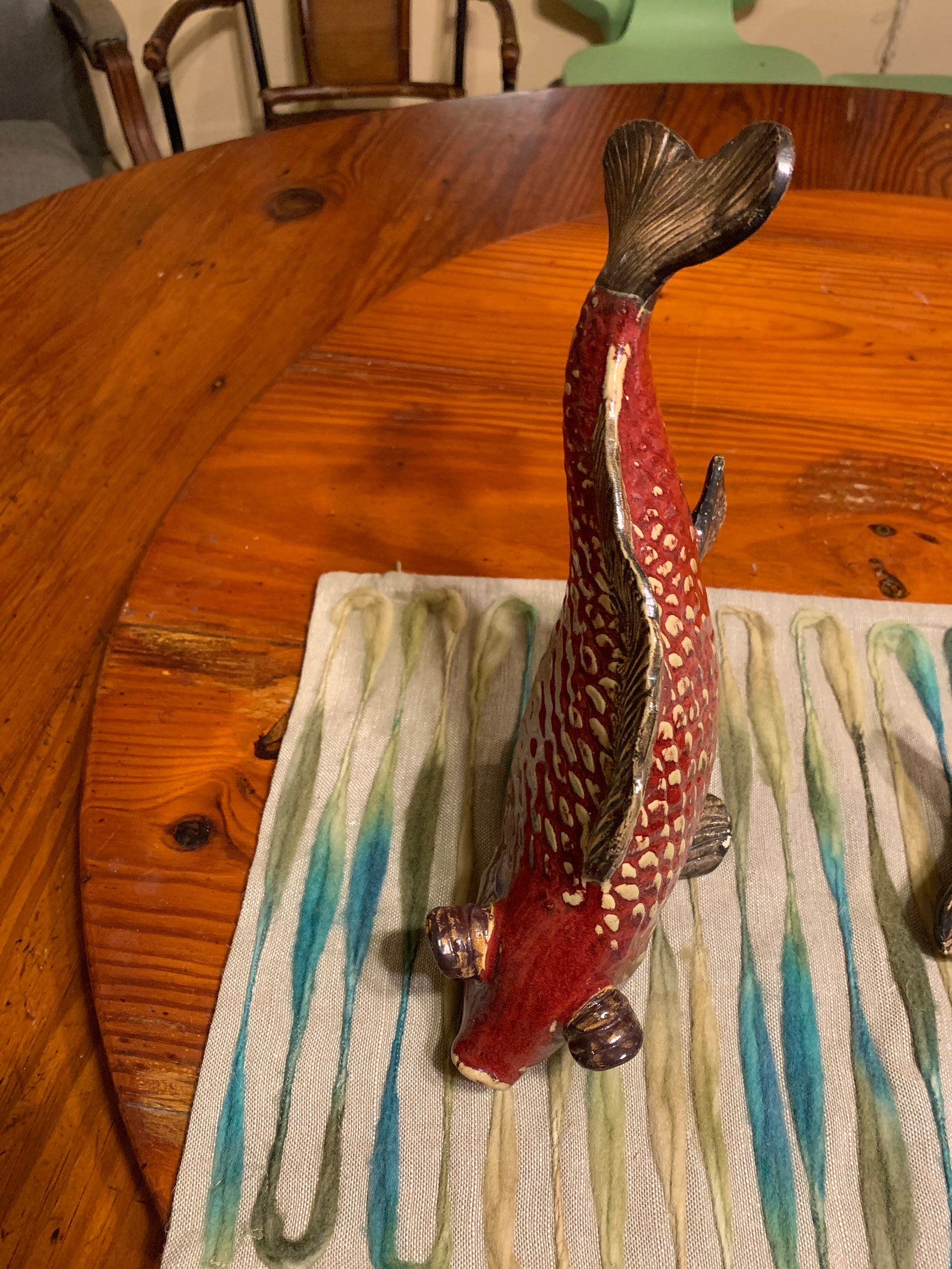 Set of Two Koi Fish Swimming Upstream Etsy