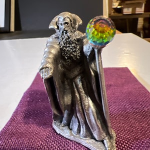 Dark Merlin Piece from The King Arthur Chess Set in Pewter 3”T x 2”W x 1-1/2”D