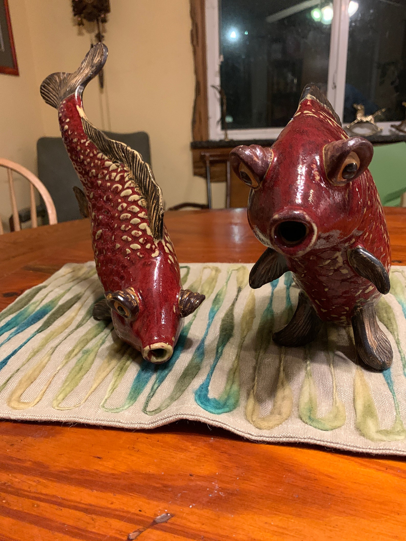 Set of Two Koi Fish Swimming Upstream Etsy