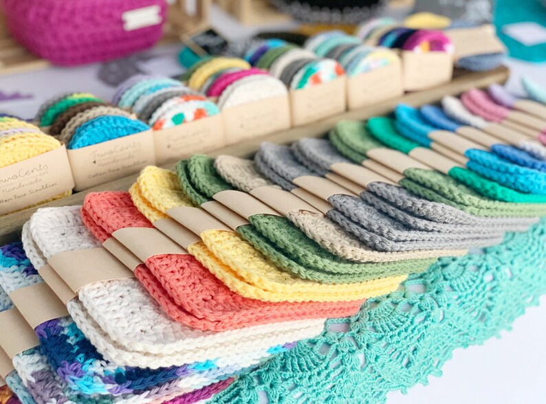 Crochet Wash Cloth Eco Friendly 100% Cotton Zero Waste Light Blue image 2