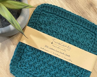 Crochet Wash Cloth | Eco Friendly | 100% Cotton | Zero Waste | Teal |