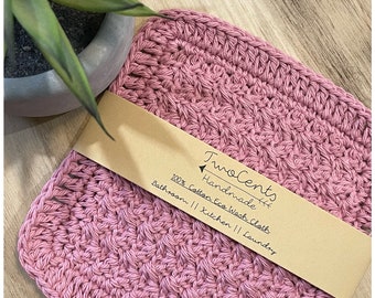 Crochet Wash Cloth | Eco Friendly | 100% Cotton | Zero Waste | Rose Pink |