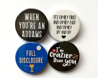 The Addams Family Musical inspired button/badge or magnet bundle