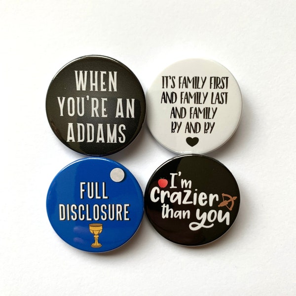 The Addams Family Musical inspired button/badge or magnet bundle