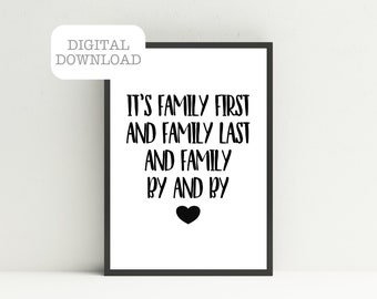 The Addams Family inspired art print (digital download) - "It's family first”