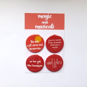 Annie! The Musical inspired pin/button/badge or magnet bundle
