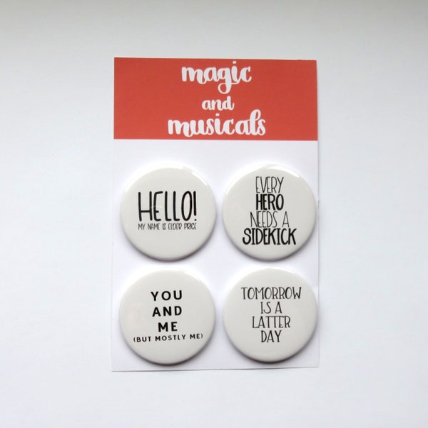 The Book of Mormon  inspired 4 button/badge or magnet  bundle