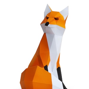 Fox Papercraft Fox - ALL READY PRECUT Kit volpe seduta - Animal Papercraft - Modello 3D low poly