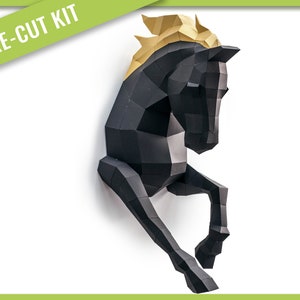 KIT PAPERCRAFT CAVALLO FAI-DA-TE, Paper Craft Horse Already precut, Paper Model Low Poly 3D, Horse origami sculpture Wallmount