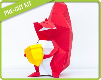 Papercraft Squirrel Papercraft KIT Pre-cut, High paper quality 300gsm