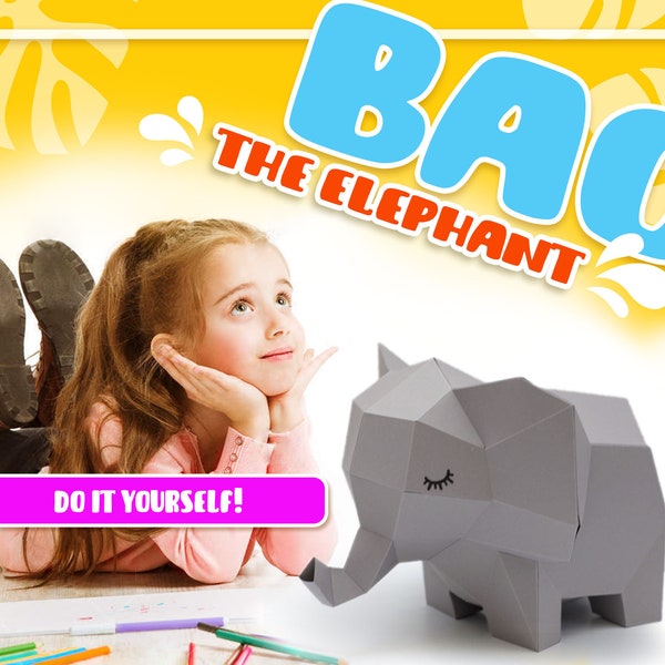 BAO Le Petit Éléphant Papercraft - Kit à assembler soi-même. Cadeau original pour vos enfants.