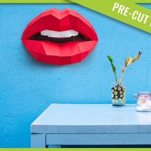 Papercraft Lips PAPERCRAFT Mouth KIT Woman kiss  paper model DIY papercraft love Teeth Low Poly 3D Paper Craft Love origami sculpture