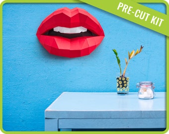 Papercraft Lips Kit: Low Poly 3D Paper Model (Downloadable)
