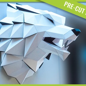 Papercraft Wolf PAPERCRAFT KIT paper model DIY papercraft wolf Low Poly 3D Paper Craft origami sculpture white