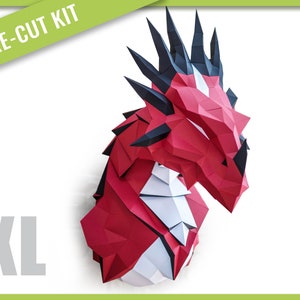 Papercraft Dragon XL Papercraft KIT,  Assemblage papier DIY Low Poly 3D dragon Paper Craft origami sculpture