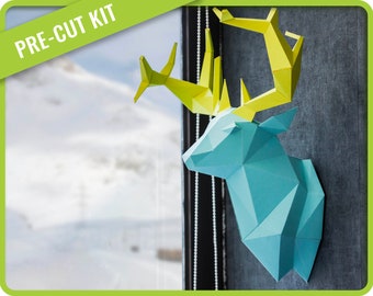 Deer Head Papercraft Kit - DIY Low Poly Sculpture