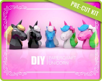 Unicorn Papercraft Kit | DIY Low Poly 3D Sculpture