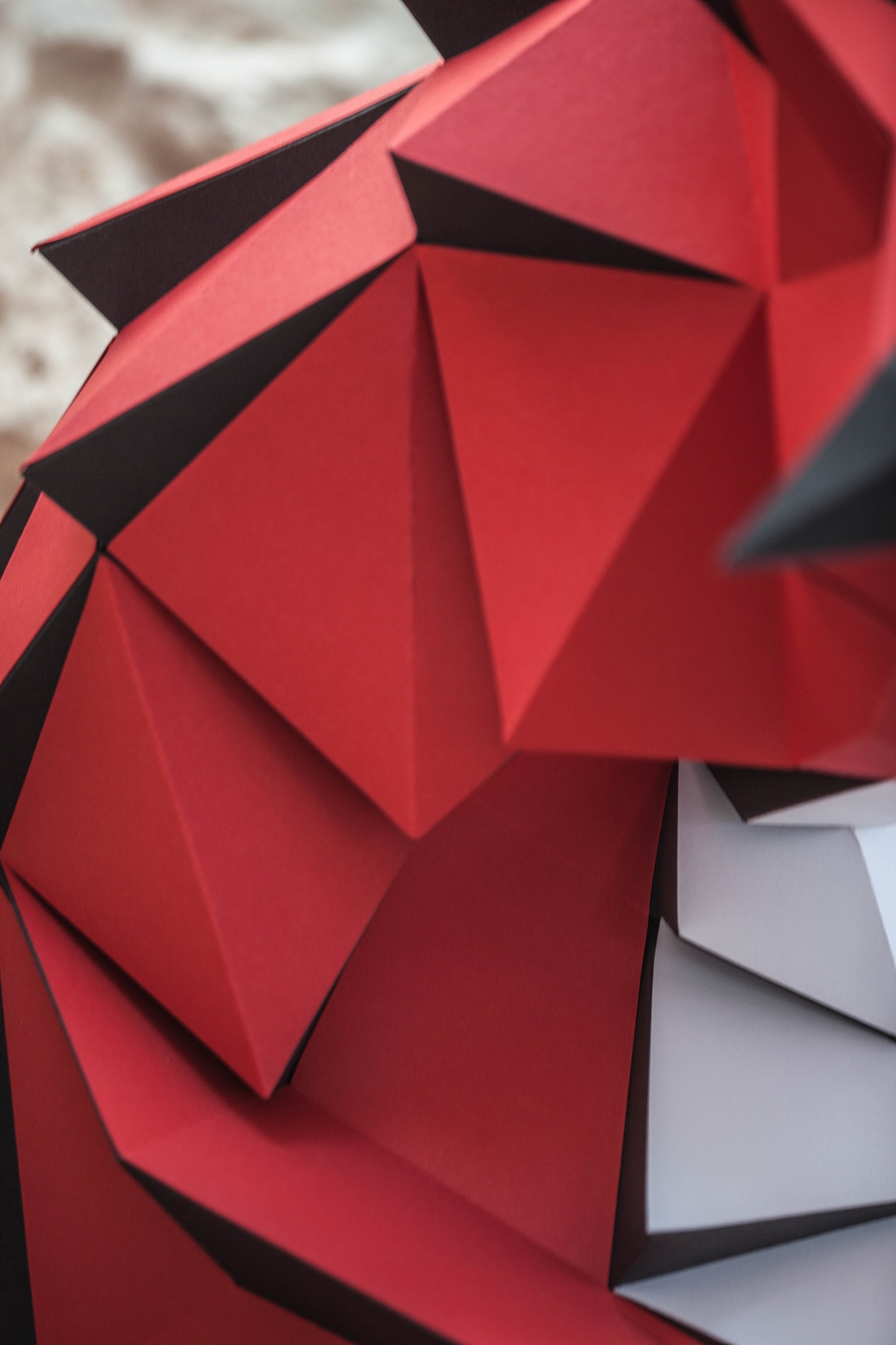 DIY Paper Model Kit 3D Origami Paper Dragon Island Sculpture - 26x19x46cm  DIY Papercraft Kit - Red Low Poly Wall Decor 3D Origami Papercraft, image size:2000x3000