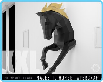 PAPERCRAFT HORSE Papercraft DIY - Horse Paper craft, 3D paper, Craft Animals, Horse Low Poly, Horse paper model, Papercrafting gift ideas