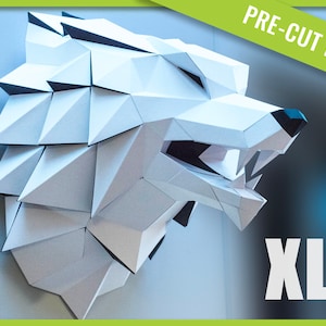 Papercraft Wolf XL Papercraft KIT Papiermodell DIY Papercraft Wolf Low Poly 3D Wolf Paper Craft Wolf Origami Skulptur weiß