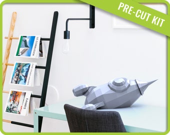 Low Poly 3D Rocket Papercraft Kit - DIY Paper Model, Wall Mount