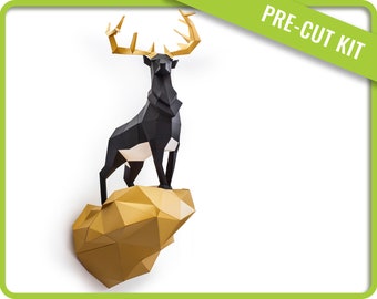 Low Poly Royal Deer Papercraft Kit: 3D Sculpture