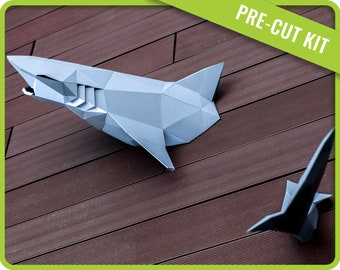 Shark PAPERCRAFT KIT Papercraft Shark paper model Shark DIY papercraft Shark Low Poly 3D Shark Paper Craft Shark origami sculpture Wallmount